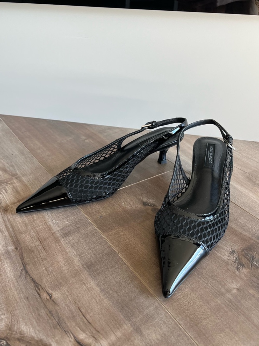 Tony Bianco Black Pointed Slingback Heels